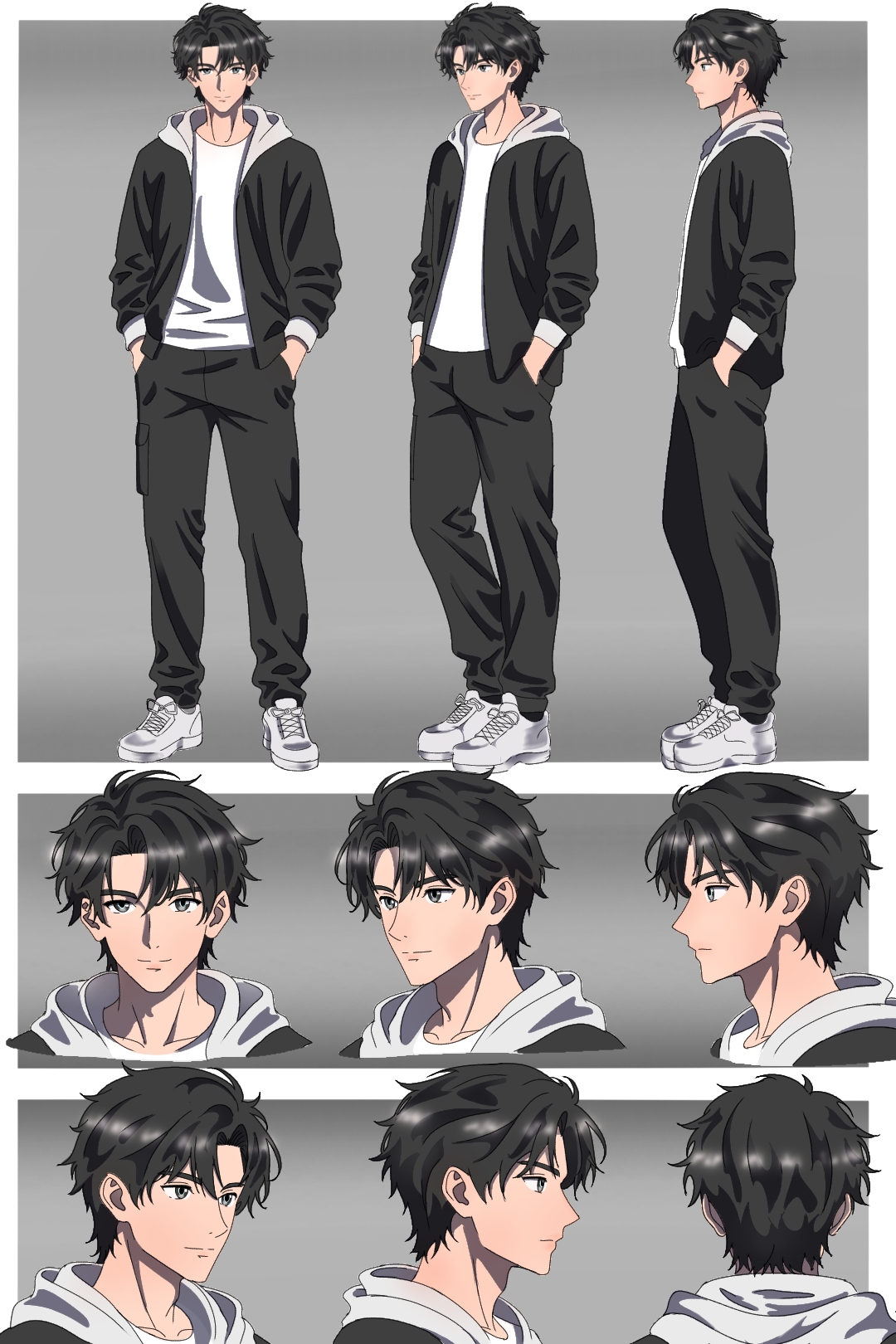 Male Anime character — Full Design Sheet